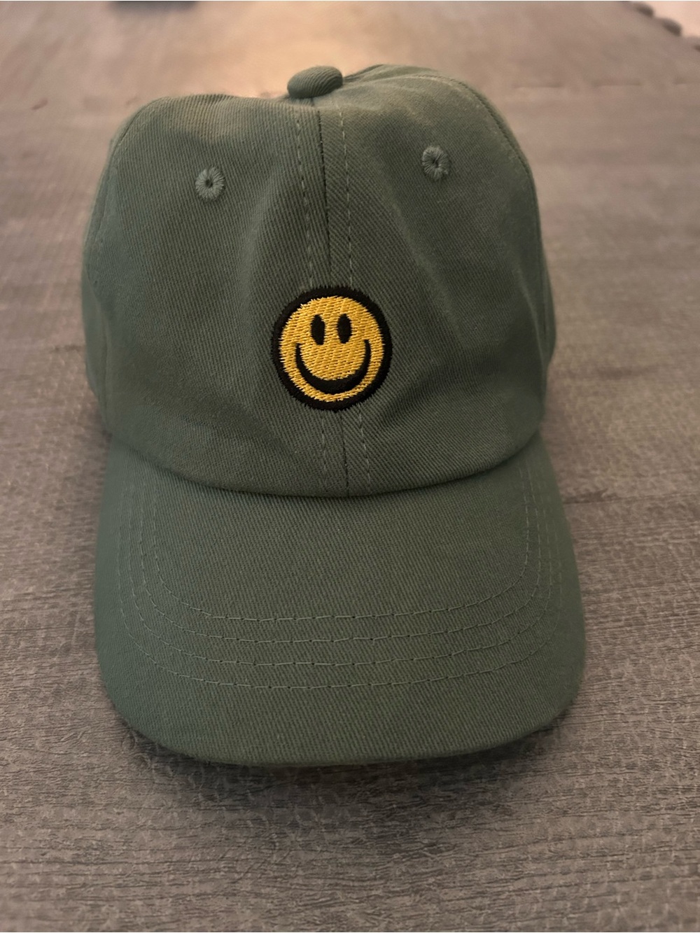 Olive Green Smile Patch Baseball Cap
